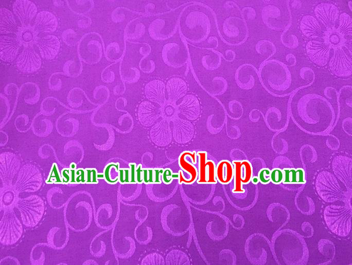 Chinese Traditional Apparel Fabric Qipao Purple Brocade Classical Flowers Pattern Design Silk Material Satin Drapery