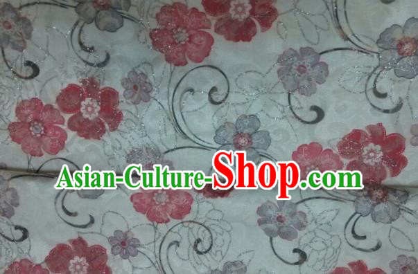 Chinese Traditional Apparel Fabric Qipao Brocade Classical Flowers Pattern Design Silk Material Satin Drapery