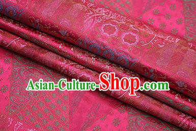 Chinese Traditional Apparel Fabric Tibetan Robe Rosy Brocade Classical Pattern Design Material Satin Drapery