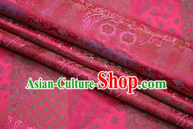 Chinese Traditional Apparel Fabric Tibetan Robe Rosy Brocade Classical Pattern Design Material Satin Drapery