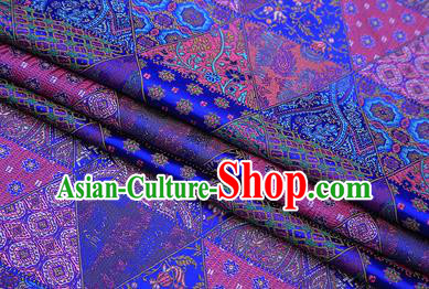Chinese Traditional Apparel Fabric Tibetan Robe Royalblue Brocade Classical Pattern Design Material Satin Drapery