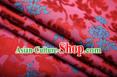 Chinese Traditional Apparel Brocade Fabric Classical Peony Chrysanthemum Pattern Design Material Satin Drapery