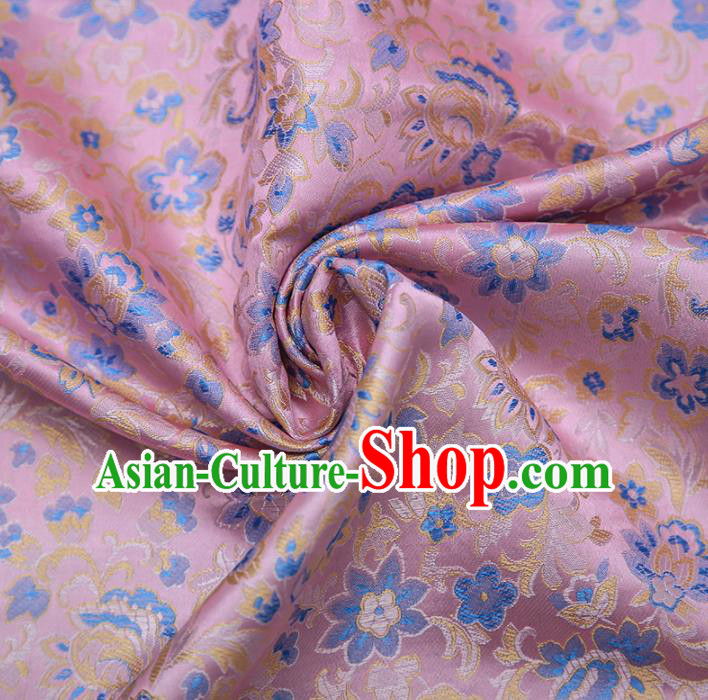 Chinese Traditional Apparel Pink Brocade Fabric Classical Flowers Pattern Design Material Satin Drapery
