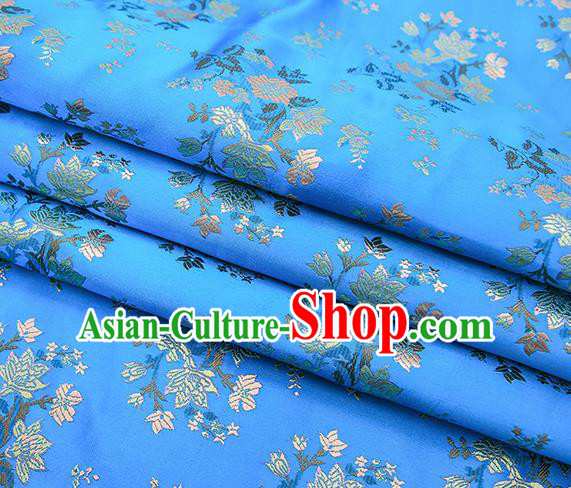 Traditional Chinese Light Blue Brocade Fabric Tang Suit Classical Pattern Design Satin Material Drapery