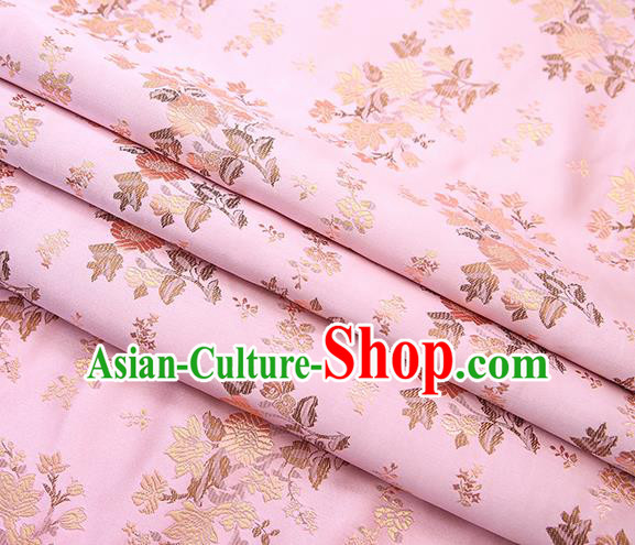 Traditional Chinese Pink Brocade Fabric Tang Suit Classical Pattern Design Satin Material Drapery
