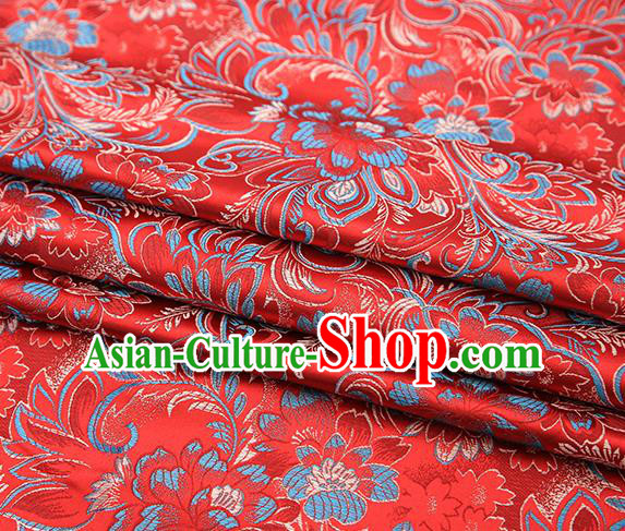 Chinese Traditional Red Satin Brocade Fabric Tang Suit Classical Pattern Design Material Drapery