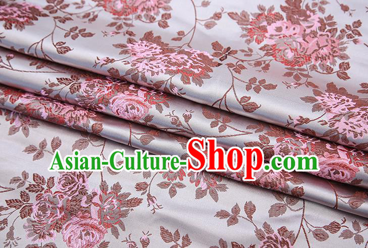 Chinese Traditional Satin Brocade Fabric Qipao Dress Classical Roses Pattern Design Material Drapery