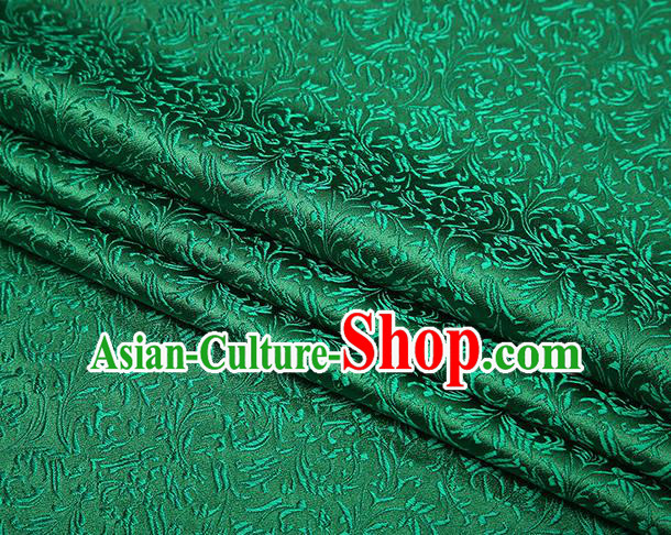 Top Grade Chinese Traditional Green Brocade Fabric Tang Suit Satin Material Classical Pattern Design Drapery