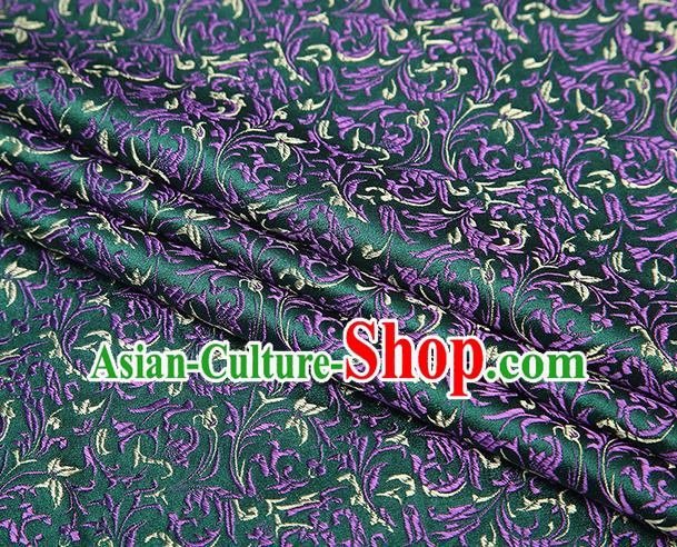 Top Grade Chinese Traditional Pine Green Brocade Fabric Tang Suit Satin Material Classical Pattern Design Drapery