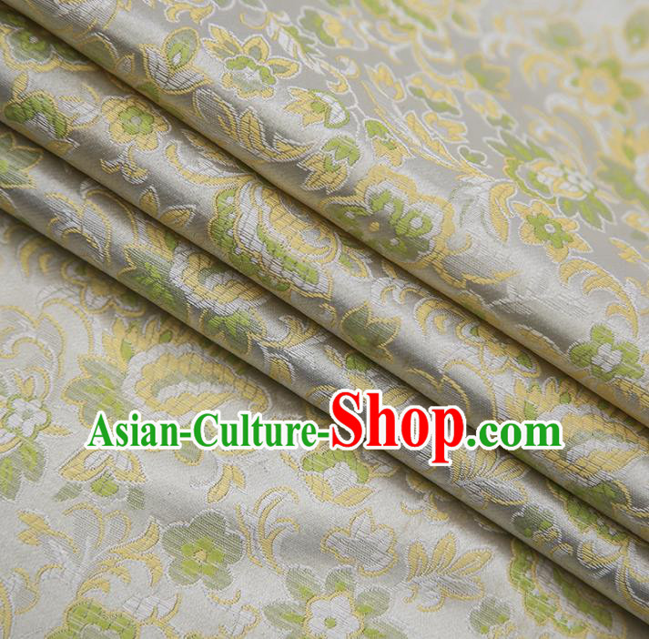 Chinese Traditional Apparel Light Green Brocade Fabric Classical Flowers Pattern Design Material Satin Drapery