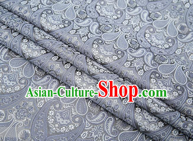 Chinese Traditional Grey Satin Fabric Tang Suit Brocade Classical Loquat Flower Pattern Design Material Drapery