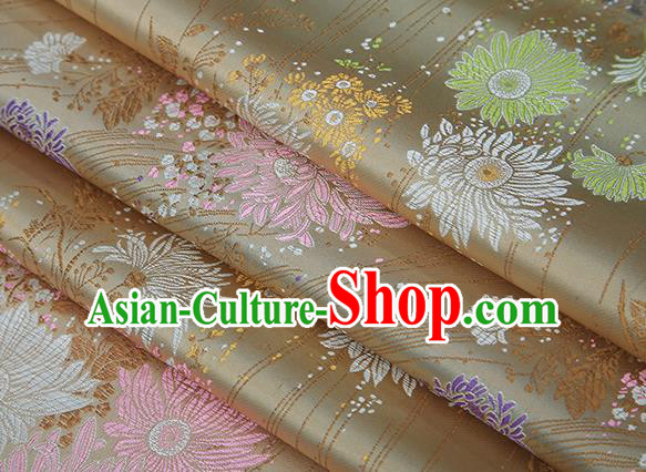 Top Grade Chinese Traditional Golden Brocade Fabric Tang Suit Silk Material Classical Chrysanthemum Pattern Design Drapery