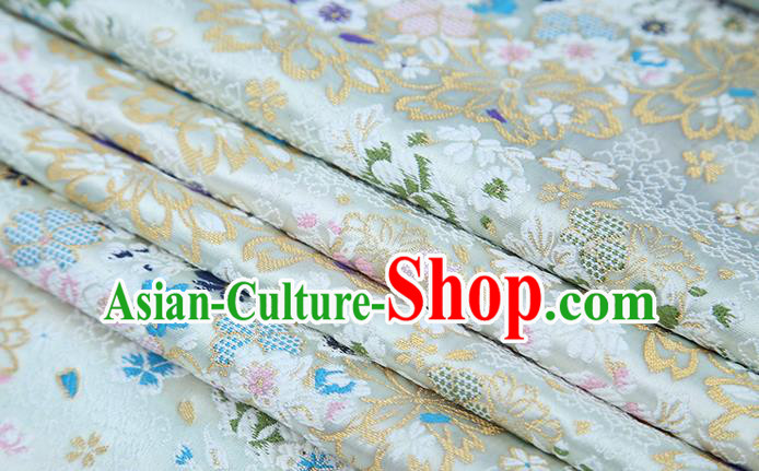 Chinese Traditional White Brocade Satin Fabric Tang Suit Material Classical Pattern Design Drapery