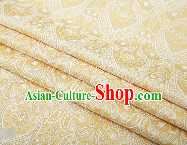 Chinese Traditional Golden Satin Fabric Tang Suit Brocade Classical Loquat Flower Pattern Design Material Drapery