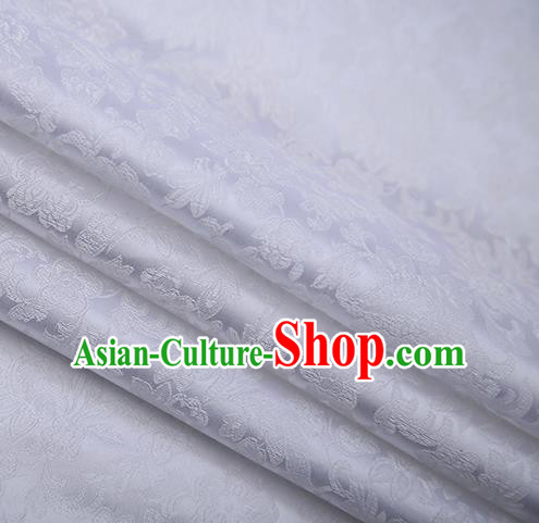 Chinese Traditional Apparel White Brocade Fabric Classical Flowers Pattern Design Material Satin Drapery