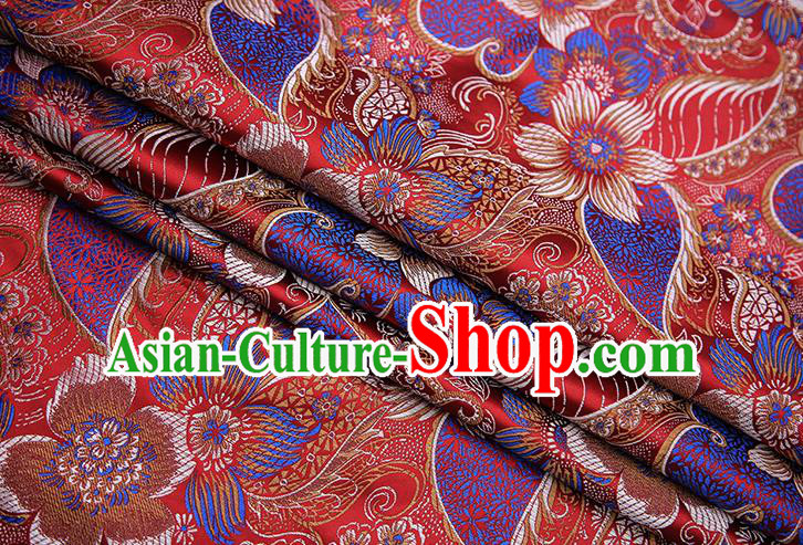 Traditional Chinese Tang Suit Purplish Red Brocade Fabric Classical Pattern Design Material Satin Drapery