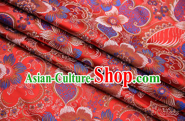 Traditional Chinese Tang Suit Red Brocade Fabric Classical Pattern Design Material Satin Drapery