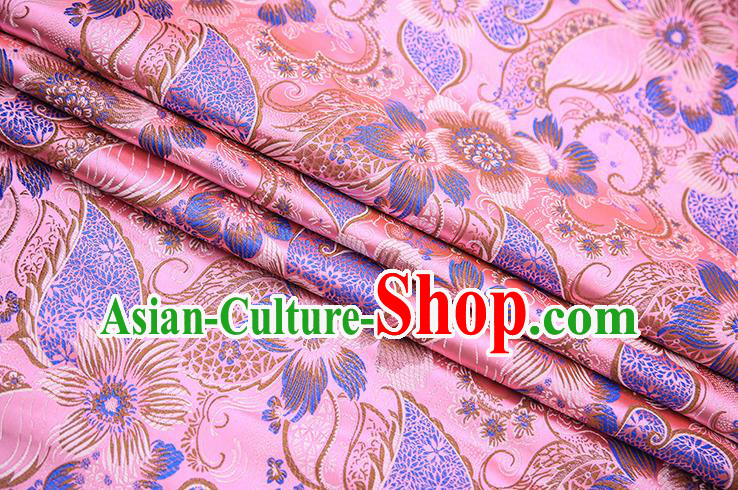 Traditional Chinese Tang Suit Pink Brocade Fabric Classical Pattern Design Material Satin Drapery