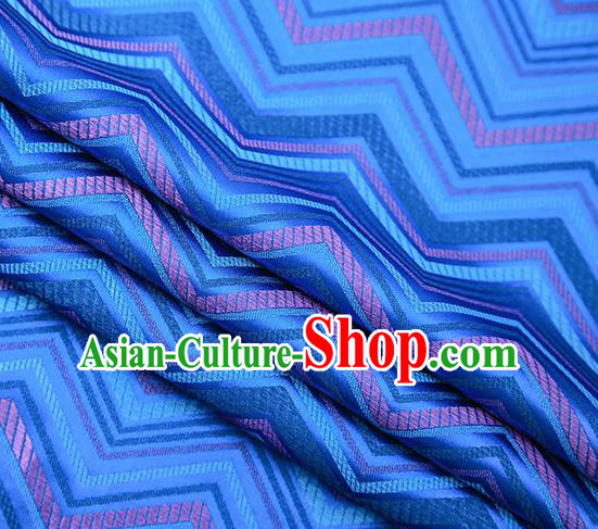 Blue Satin Traditional Chinese Tang Suit Brocade Fabric Classical Pattern Design Material Drapery