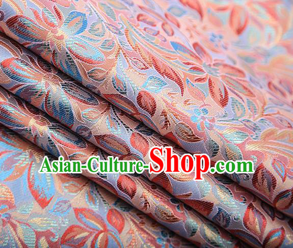 Traditional Chinese Tang Suit Dusty Pink Brocade Fabric Classical Petunia Pattern Design Satin Material Drapery