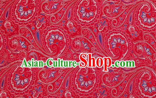 Chinese Traditional Satin Classical Loquat Flower Pattern Design Purplish Red Brocade Fabric Tang Suit Material Drapery