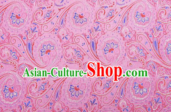 Chinese Traditional Satin Classical Loquat Flower Pattern Design Pink Brocade Fabric Tang Suit Material Drapery