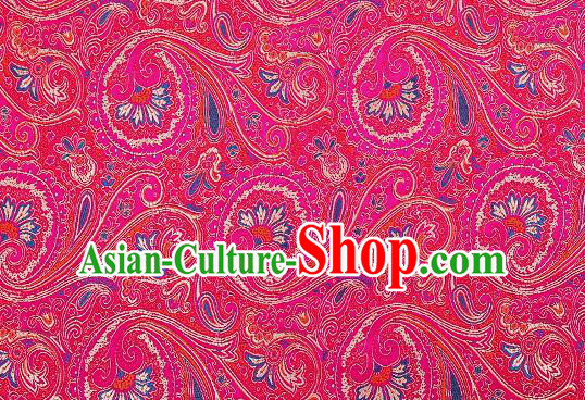 Chinese Traditional Satin Classical Loquat Flower Pattern Design Rosy Brocade Fabric Tang Suit Material Drapery