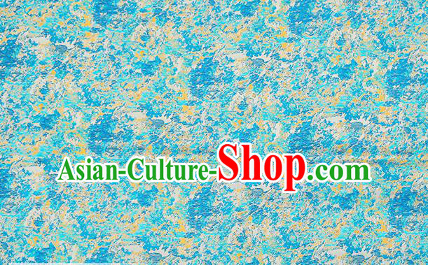 Chinese Traditional Satin Classical Pattern Design Blue Brocade Fabric Qipao Dress Material Drapery