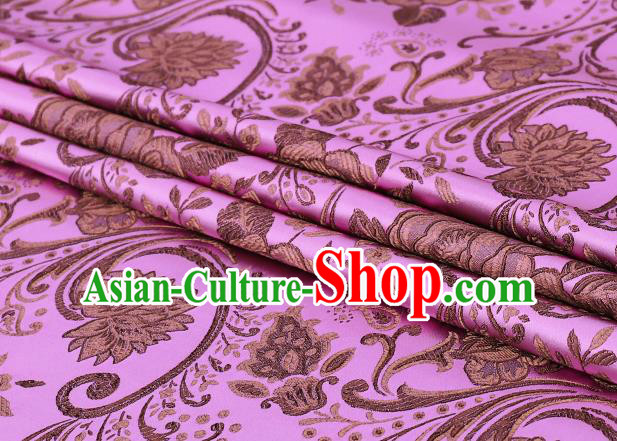 Chinese Traditional Pink Satin Classical Peony Pattern Design Brocade Fabric Tang Suit Material Drapery