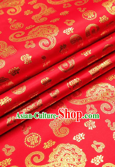 Chinese Traditional Satin Classical Fu Character Pattern Design Red Brocade Fabric Tang Suit Material Drapery