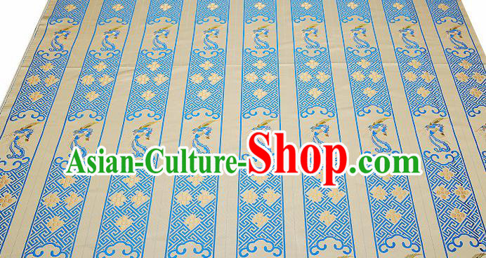 Chinese Traditional Classical Embroidered Blue Phoenix Pattern Design Brocade Fabric Cushion Material Drapery