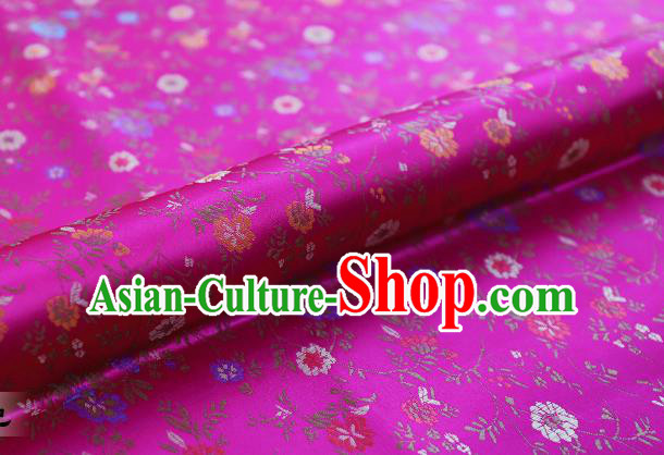 Chinese Traditional Garment Fabric Classical Flowers Pattern Design Rosy Brocade Cushion Material Drapery