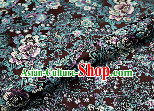 Brown Brocade Chinese Traditional Garment Fabric Classical Peony Pattern Design Satin Cushion Material Drapery