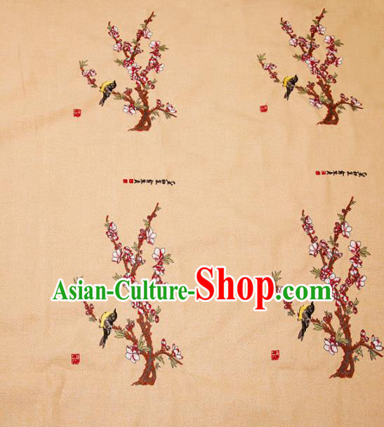 Embroidery Peach Blossom Brocade Chinese Traditional Garment Fabric Satin Cushion Material Drapery