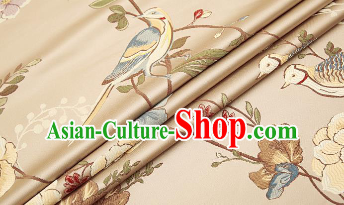 Embroidery Birds Brocade Chinese Traditional Garment Fabric Satin Cushion Material Drapery