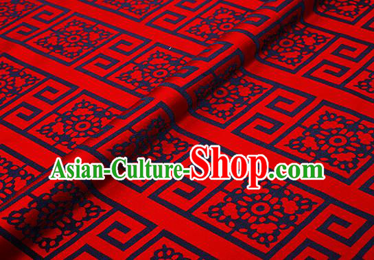 Top Grade Dark Red Brocade Chinese Traditional Garment Fabric Cushion Satin Material Drapery