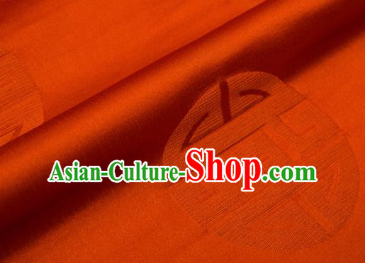 Top Grade Classical Pattern Orange Brocade Chinese Traditional Garment Fabric Cushion Satin Material Drapery