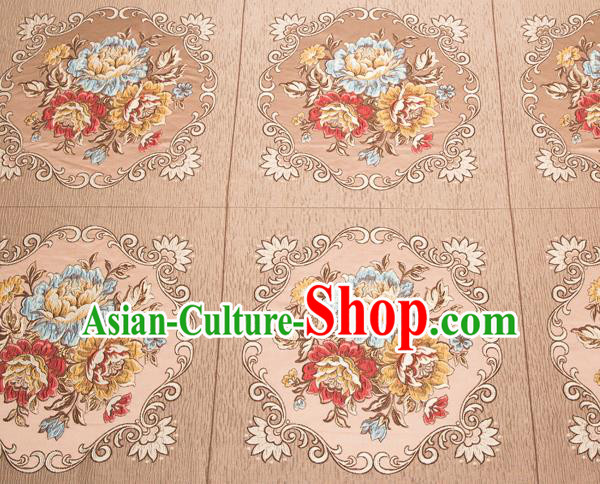 Top Grade Classical Flowers Pattern Bronze Brocade Chinese Traditional Garment Fabric Cushion Satin Material Drapery