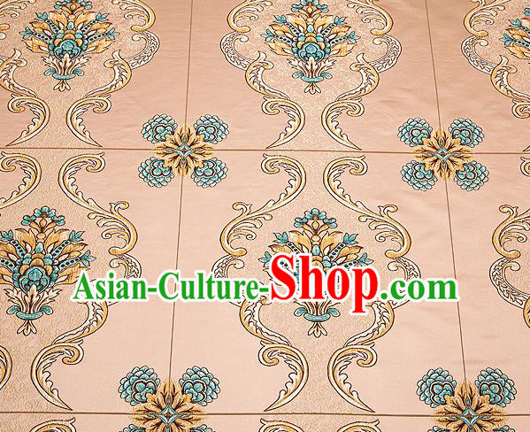 Top Grade Classical Flowers Pattern Bronze Brocade Chinese Traditional Garment Fabric Cushion Satin Material Drapery
