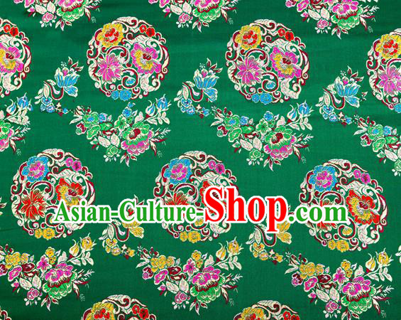 Top Grade Classical Pattern Green Nanjing Brocade Chinese Traditional Garment Fabric Tang Suit Satin Material Drapery