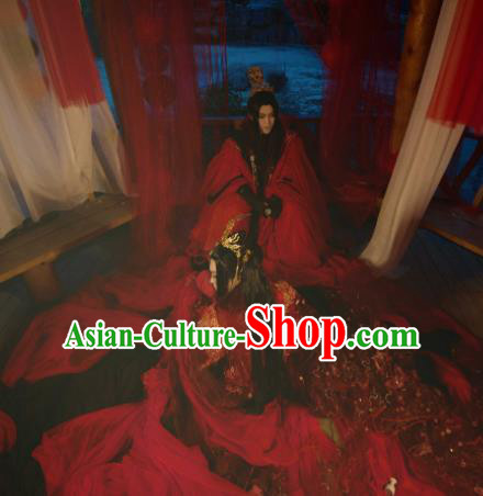 Chinese Ancient Cosplay Costumes Traditional Han Dynasty Prince Red Clothing for Men
