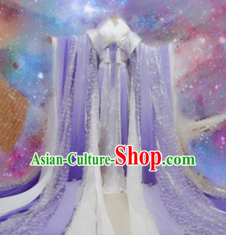 Chinese Ancient Cosplay Peri Costumes Traditional Princess Embroidered Purple Hanfu Dress for Women