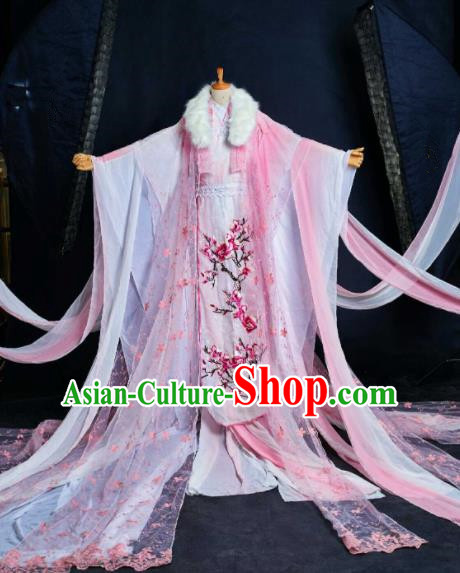 Chinese Ancient Cosplay Swordswoman Costumes Traditional Peri Princess Embroidered Hanfu Dress for Women