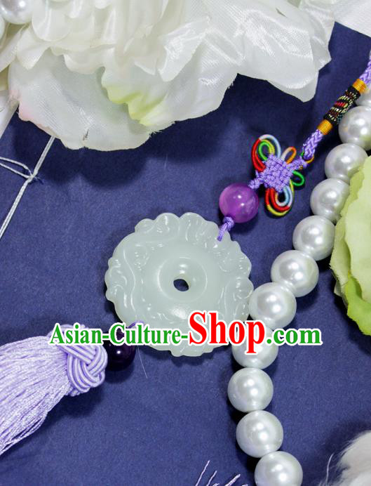 Chinese Traditional Handmade Tassel Waist Accessories Palace Jade Pendant for Men