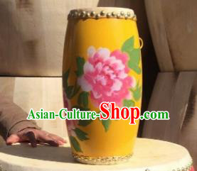 Chinese Traditional Handmade Drums Folk Dance Waist Drum Printing Peony Drums