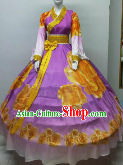 Top Grade Halloween Costumes Chinese Stage Performance Cosplay Purple Full Dress for Women