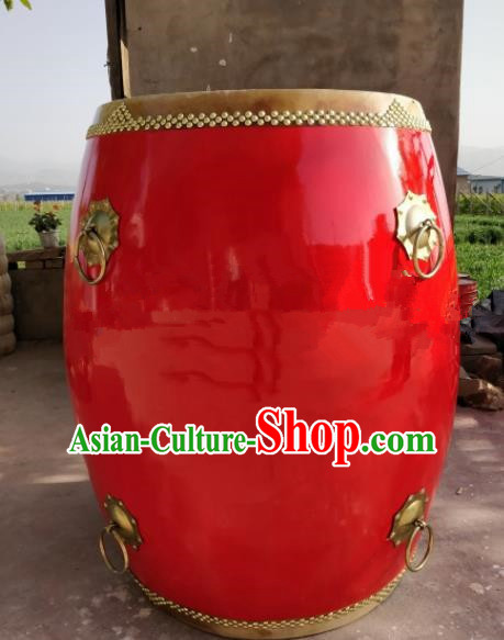 Chinese Traditional Handmade Drums Folk Dance Red Cowhide Drums