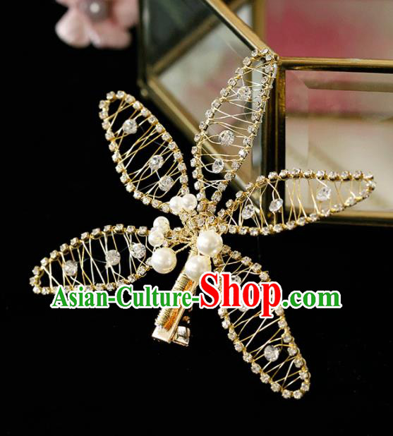 Top Grade Handmade Bride Golden Crystal Hair Stick Hair Accessories for Women