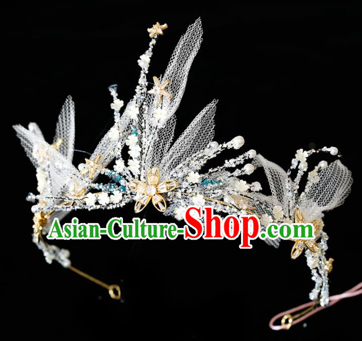 Top Grade Handmade Bride Veil Royal Crown Hair Accessories for Women