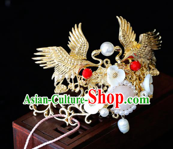 Chinese Traditional Xiuhe Suit Crane Hairpins Ancient Bride Handmade Hair Accessories for Women